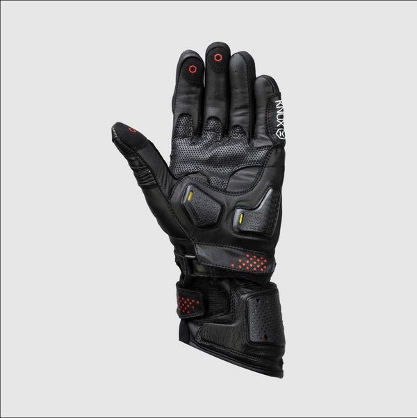 Knox Oulton MK2 sport leather motorcycle gloves men's black and red