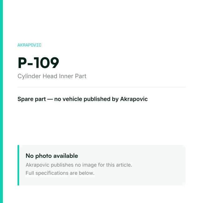 Akrapovic Cylinder Head Inner Part P-109 — placeholder, no manufacturer photo available