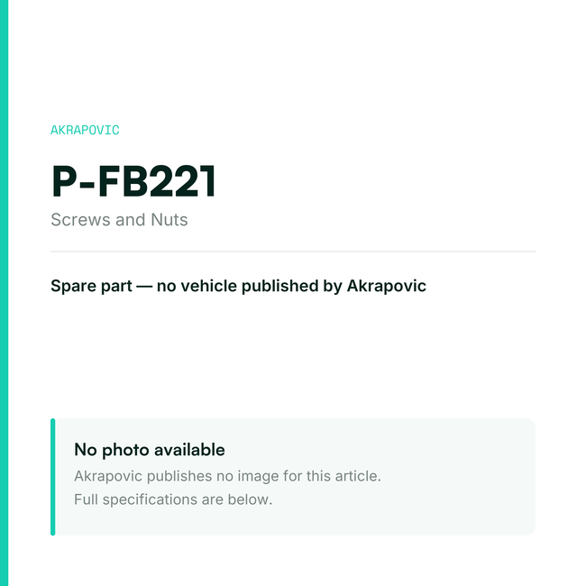 Akrapovic Screws and Nuts P-FB221 — placeholder, no manufacturer photo available