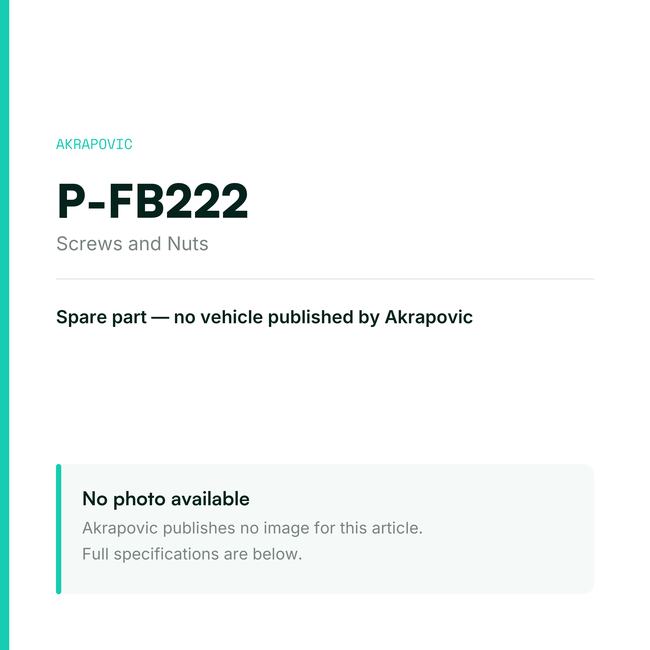 Akrapovic Screws and Nuts P-FB222 — placeholder, no manufacturer photo available