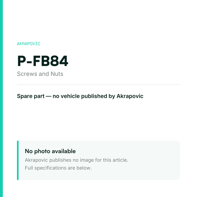 Akrapovic Screws and Nuts P-FB84 — placeholder, no manufacturer photo available