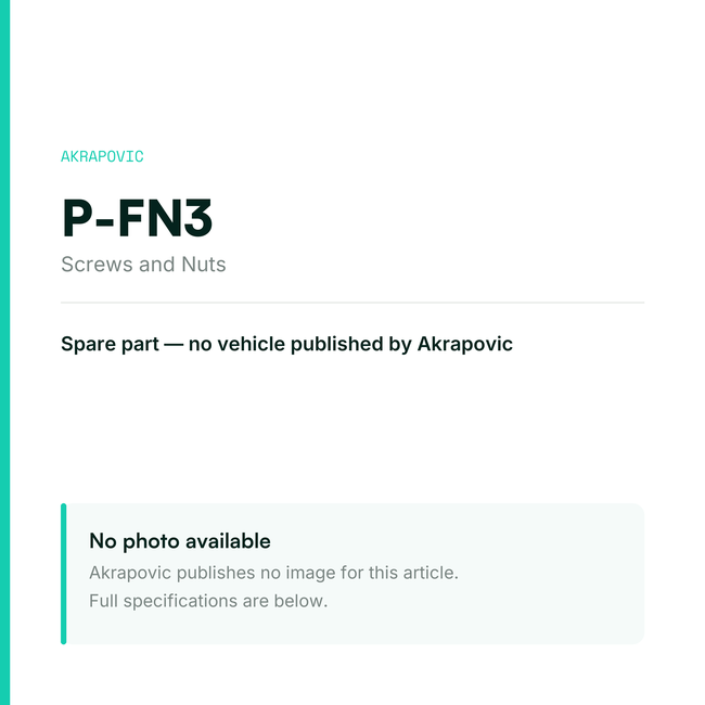 Akrapovic Screws and Nuts P-FN3 — placeholder, no manufacturer photo available