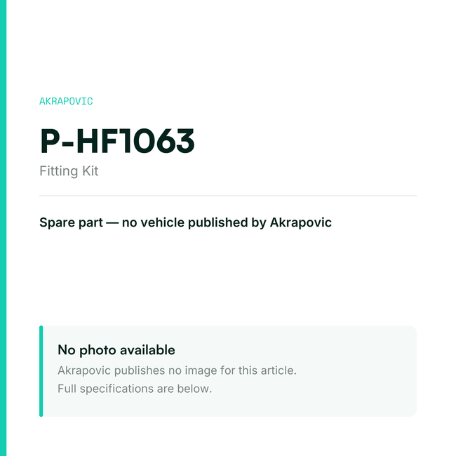 Akrapovic Fitting Kit P-HF1063 — placeholder, no manufacturer photo available