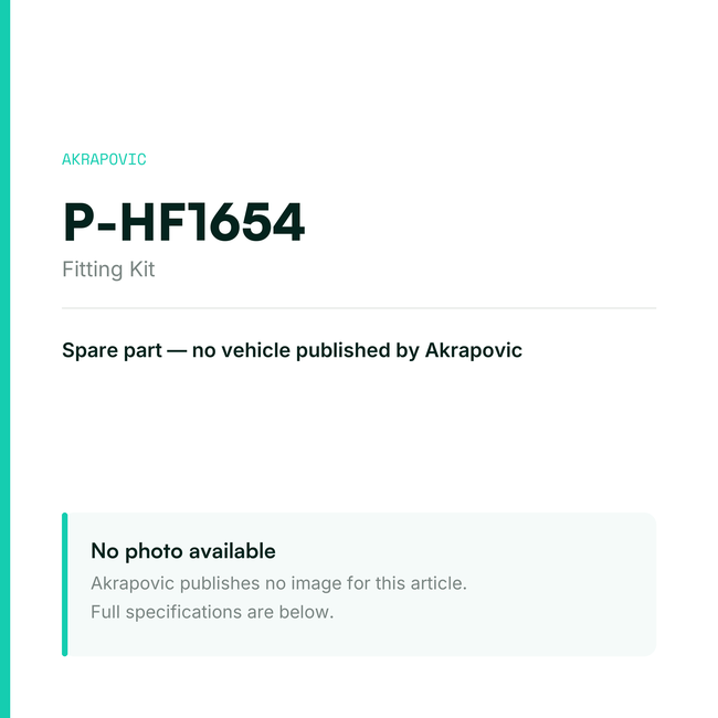 Akrapovic Fitting Kit P-HF1654 — placeholder, no manufacturer photo available