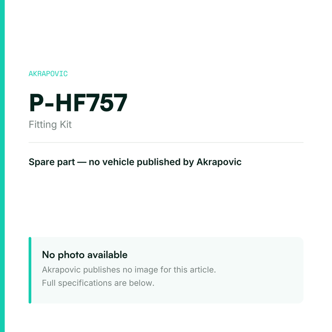 Akrapovic Fitting Kit P-HF757 — placeholder, no manufacturer photo available
