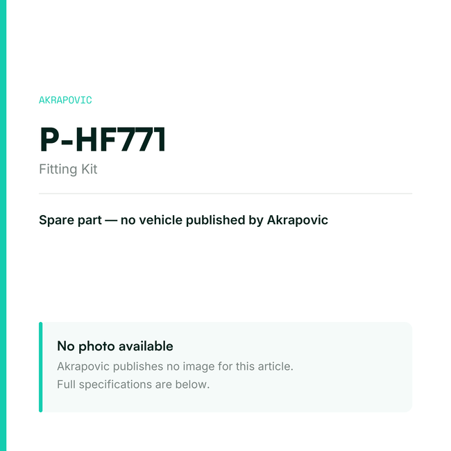 Akrapovic Fitting Kit P-HF771 — placeholder, no manufacturer photo available