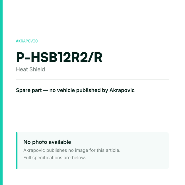 Akrapovic Heat Shield P-HSB12R2/R — placeholder, no manufacturer photo available