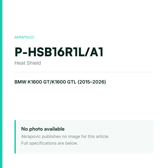 Akrapovic Heat Shield P-HSB16R1L/A1 — placeholder, no manufacturer photo available