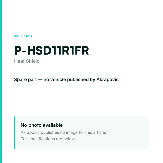 Akrapovic Heat Shield P-HSD11R1FR — placeholder, no manufacturer photo available