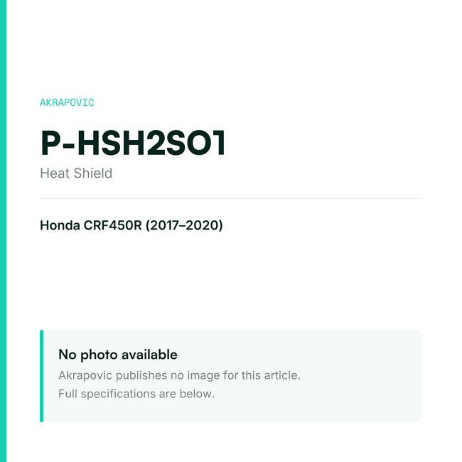 Akrapovic Heat Shield P-HSH2SO1 — placeholder, no manufacturer photo available