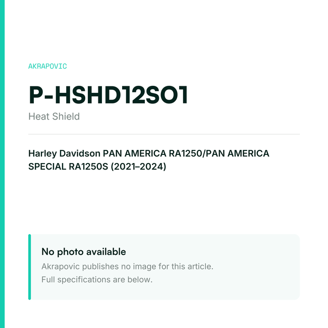 Akrapovic Heat Shield P-HSHD12SO1 — placeholder, no manufacturer photo available