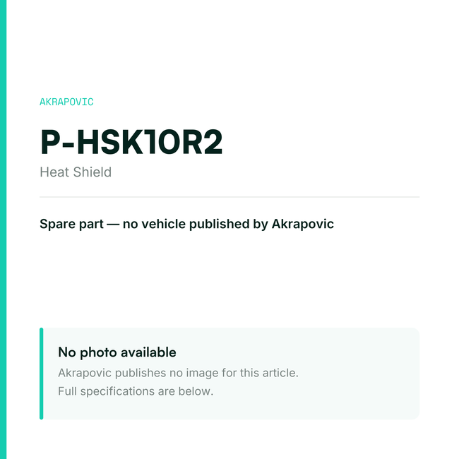 Akrapovic Heat Shield P-HSK10R2 — placeholder, no manufacturer photo available