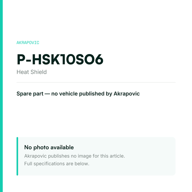 Akrapovic Heat Shield P-HSK10SO6 — placeholder, no manufacturer photo available