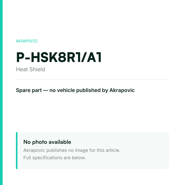 Akrapovic Heat Shield P-HSK8R1/A1 — placeholder, no manufacturer photo available