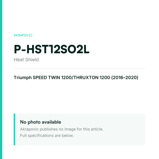 Akrapovic Heat Shield P-HST12SO2L — placeholder, no manufacturer photo available