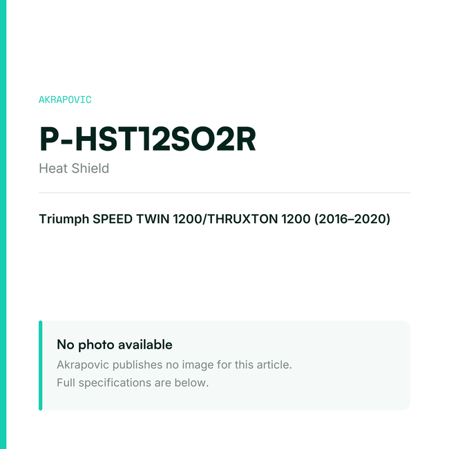 Akrapovic Heat Shield P-HST12SO2R — placeholder, no manufacturer photo available