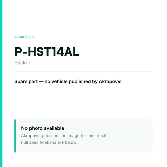 Akrapovic Sticker P-HST14AL — placeholder, no manufacturer photo available