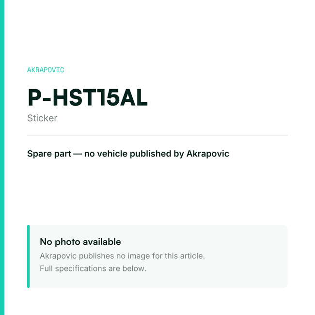 Akrapovic Sticker P-HST15AL — placeholder, no manufacturer photo available
