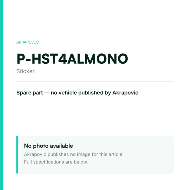 Akrapovic Sticker P-HST4ALMONO — placeholder, no manufacturer photo available