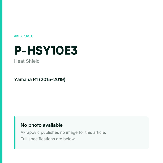 Akrapovic Heat Shield P-HSY10E3 — placeholder, no manufacturer photo available