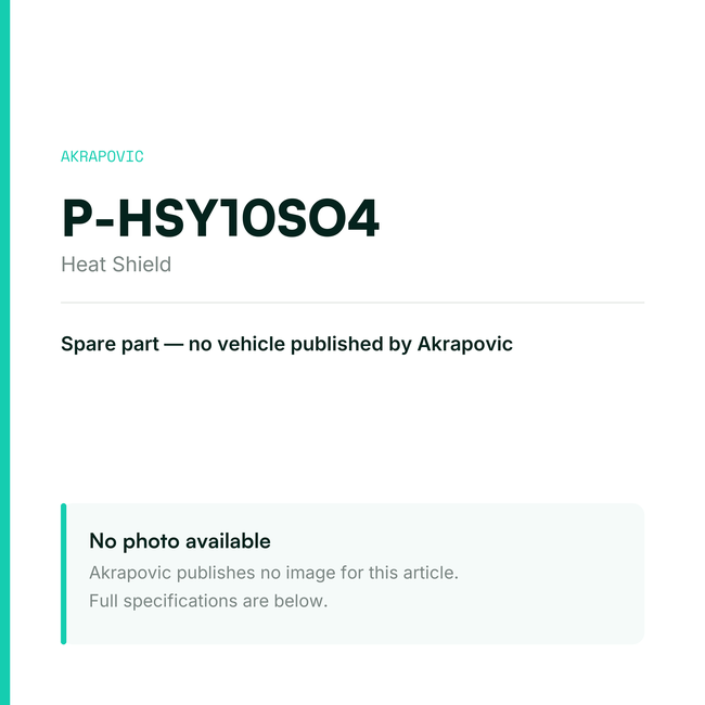 Akrapovic Heat Shield P-HSY10SO4 — placeholder, no manufacturer photo available