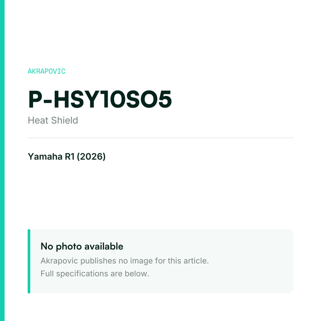 Akrapovic Heat Shield P-HSY10SO5 — placeholder, no manufacturer photo available