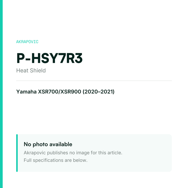 Akrapovic Heat Shield P-HSY7R3 — placeholder, no manufacturer photo available