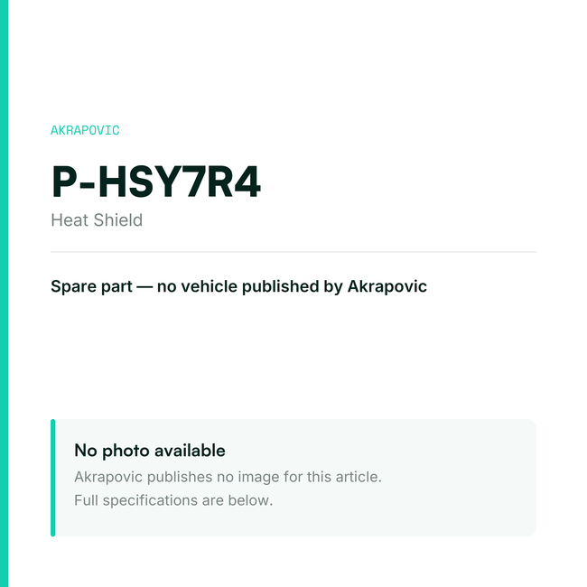 Akrapovic Heat Shield P-HSY7R4 — placeholder, no manufacturer photo available