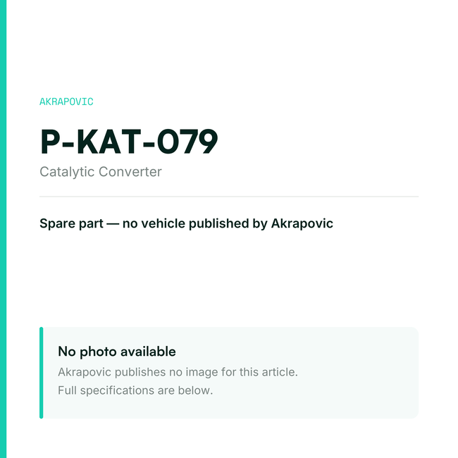 Akrapovic Catalytic Converter P-KAT-079 — placeholder, no manufacturer photo available