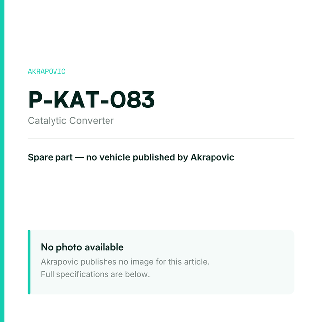 Akrapovic Catalytic Converter P-KAT-083 — placeholder, no manufacturer photo available