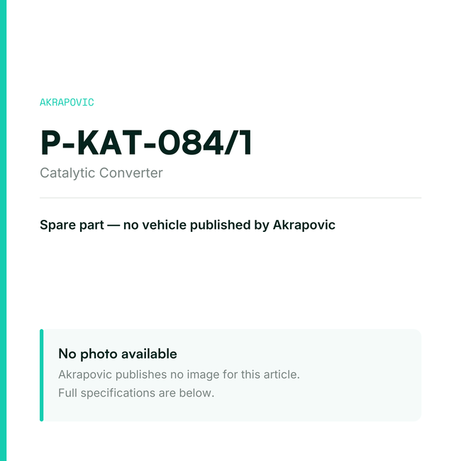 Akrapovic Catalytic Converter P-KAT-084/1 — placeholder, no manufacturer photo available