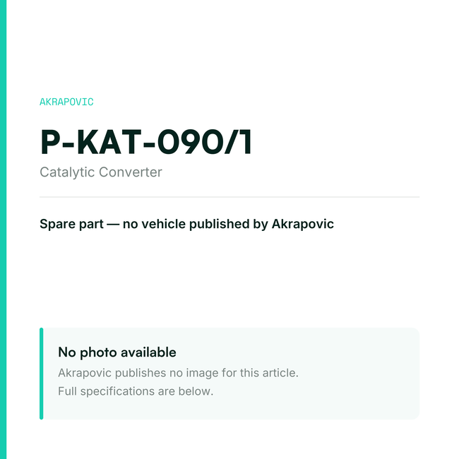 Akrapovic Catalytic Converter P-KAT-090/1 — placeholder, no manufacturer photo available