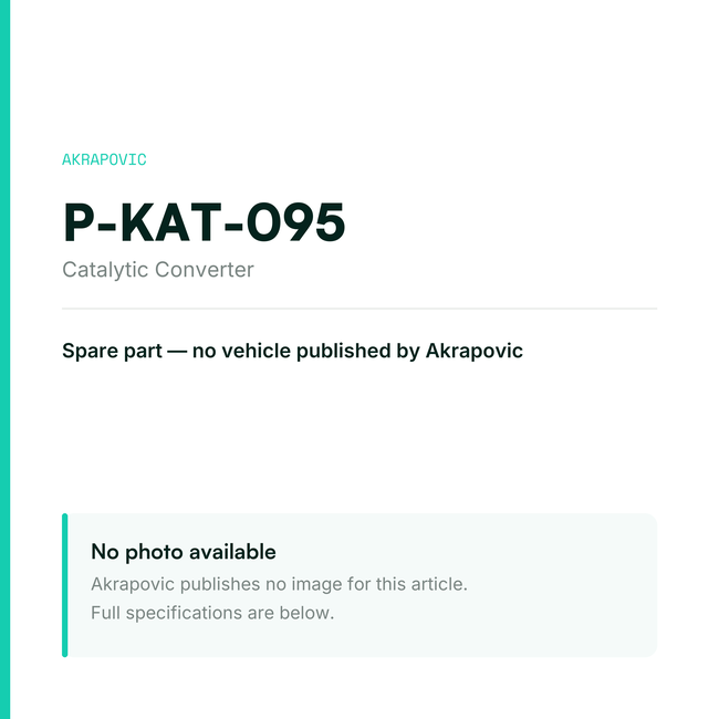 Akrapovic Catalytic Converter P-KAT-095 — placeholder, no manufacturer photo available