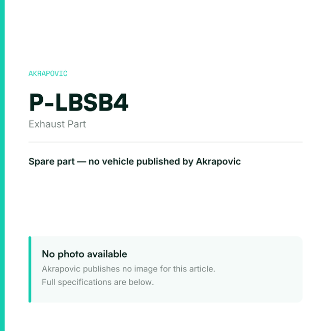 Akrapovic Exhaust Part P-LBSB4 — placeholder, no manufacturer photo available