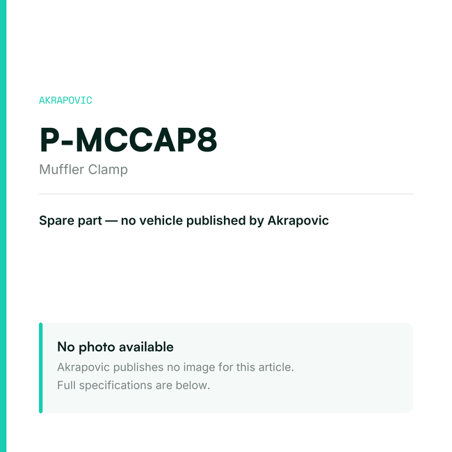 Akrapovic Muffler Clamp P-MCCAP8 — placeholder, no manufacturer photo available