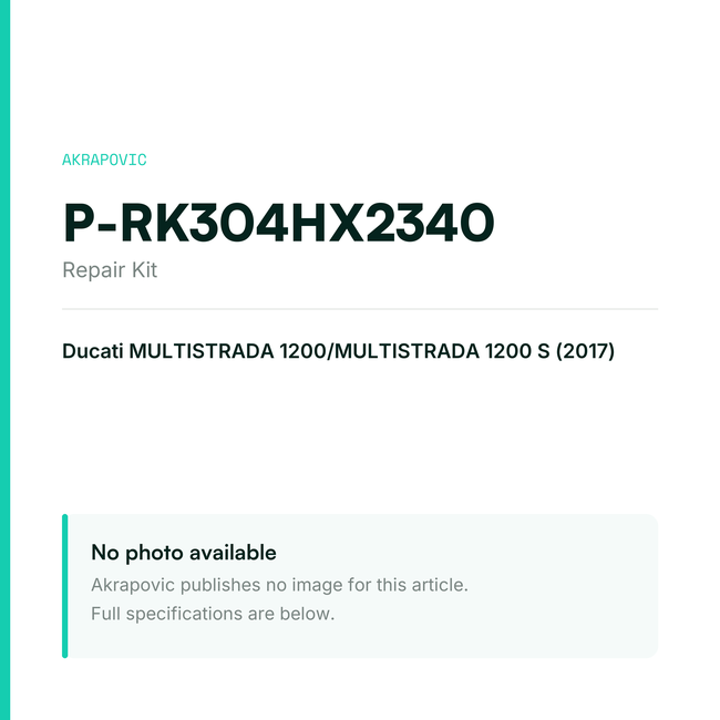 Akrapovic Repair Kit P-RK304HX2340 — placeholder, no manufacturer photo available
