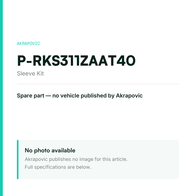 Akrapovic Sleeve Kit P-RKS311ZAAT40 — placeholder, no manufacturer photo available