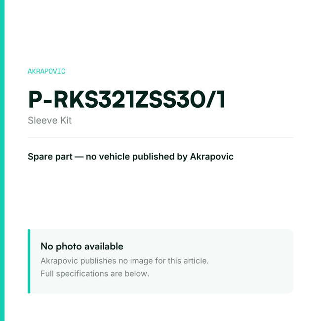 Akrapovic Sleeve Kit P-RKS321ZSS30/1 — placeholder, no manufacturer photo available