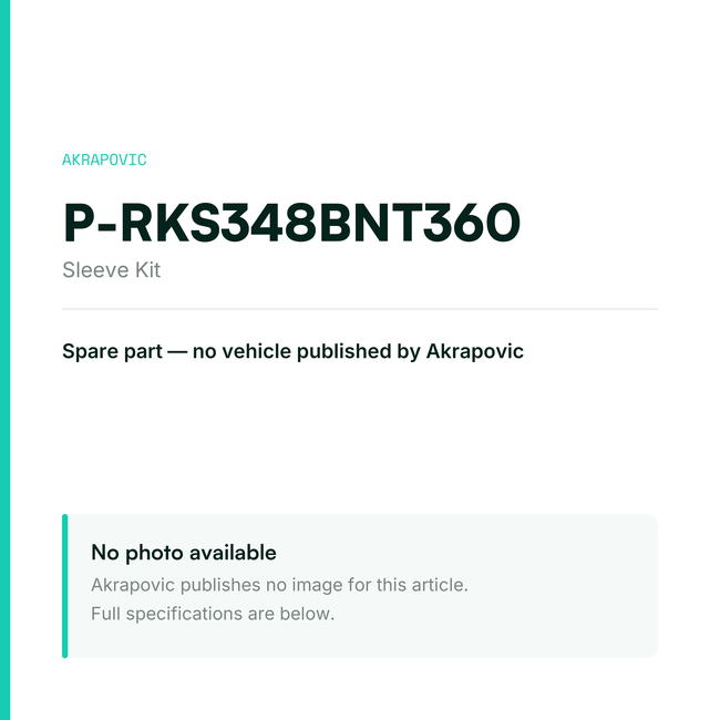 Akrapovic Sleeve Kit P-RKS348BNT360 — placeholder, no manufacturer photo available