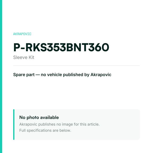 Akrapovic Sleeve Kit P-RKS353BNT360 — placeholder, no manufacturer photo available
