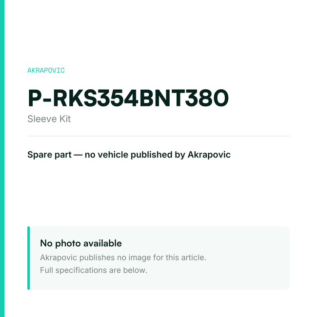 Akrapovic Sleeve Kit P-RKS354BNT380 — placeholder, no manufacturer photo available