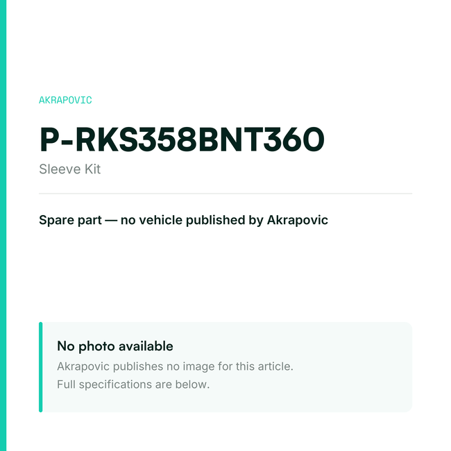 Akrapovic Sleeve Kit P-RKS358BNT360 — placeholder, no manufacturer photo available
