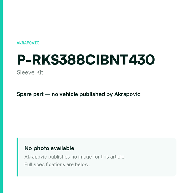 Akrapovic Sleeve Kit P-RKS388CIBNT430 — placeholder, no manufacturer photo available