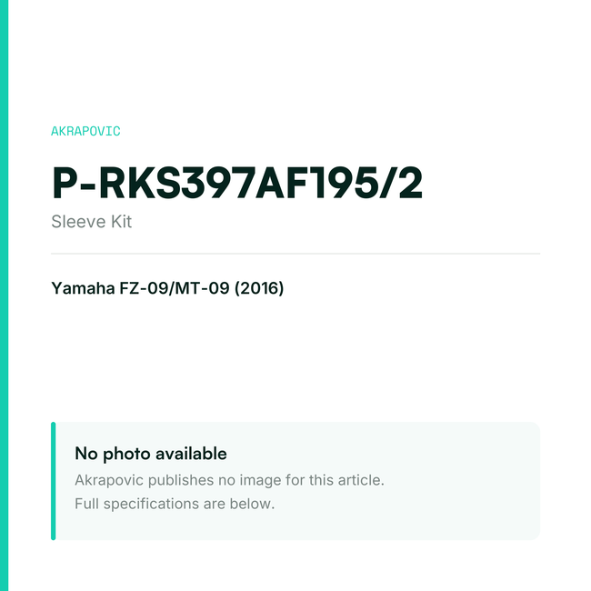 Akrapovic Sleeve Kit P-RKS397AF195/2 — placeholder, no manufacturer photo available