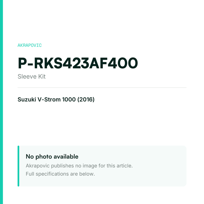 Akrapovic Sleeve Kit P-RKS423AF400 — placeholder, no manufacturer photo available