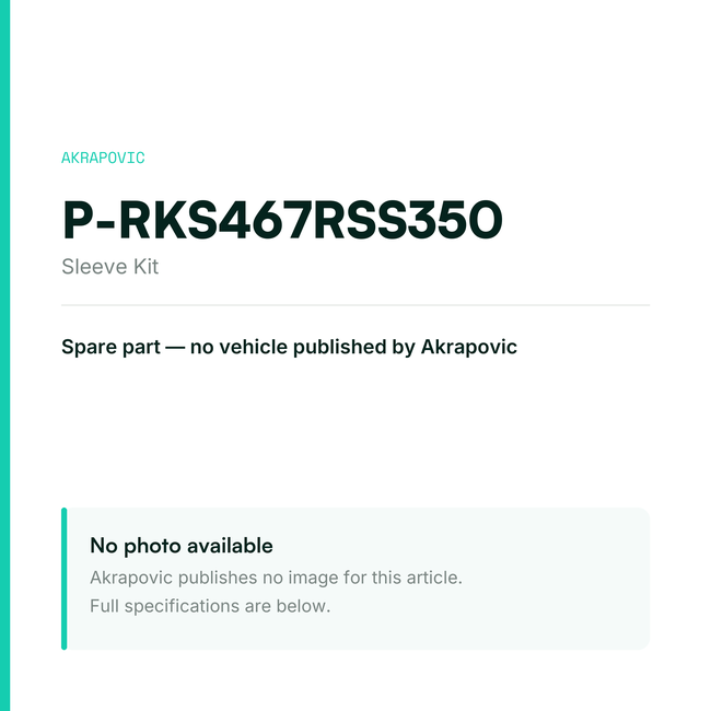 Akrapovic Sleeve Kit P-RKS467RSS350 — placeholder, no manufacturer photo available