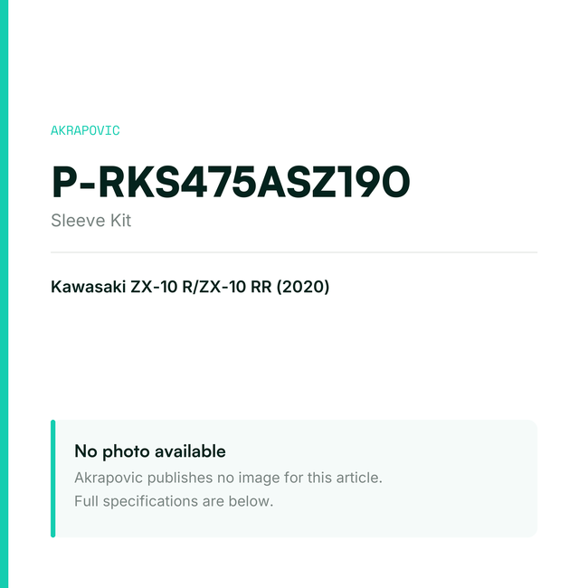 Akrapovic Sleeve Kit P-RKS475ASZ190 — placeholder, no manufacturer photo available
