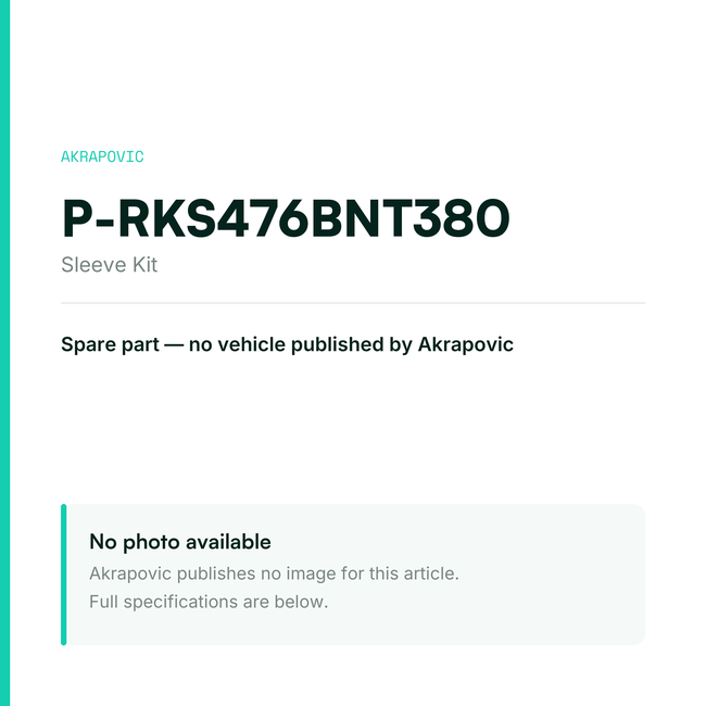 Akrapovic Sleeve Kit P-RKS476BNT380 — placeholder, no manufacturer photo available