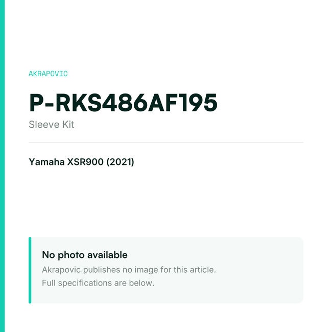Akrapovic Sleeve Kit P-RKS486AF195 — placeholder, no manufacturer photo available