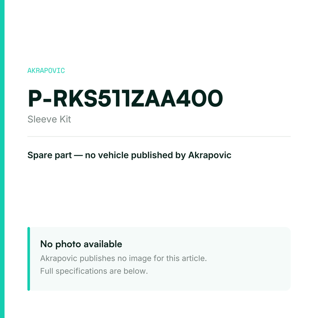 Akrapovic Sleeve Kit P-RKS511ZAA400 — placeholder, no manufacturer photo available
